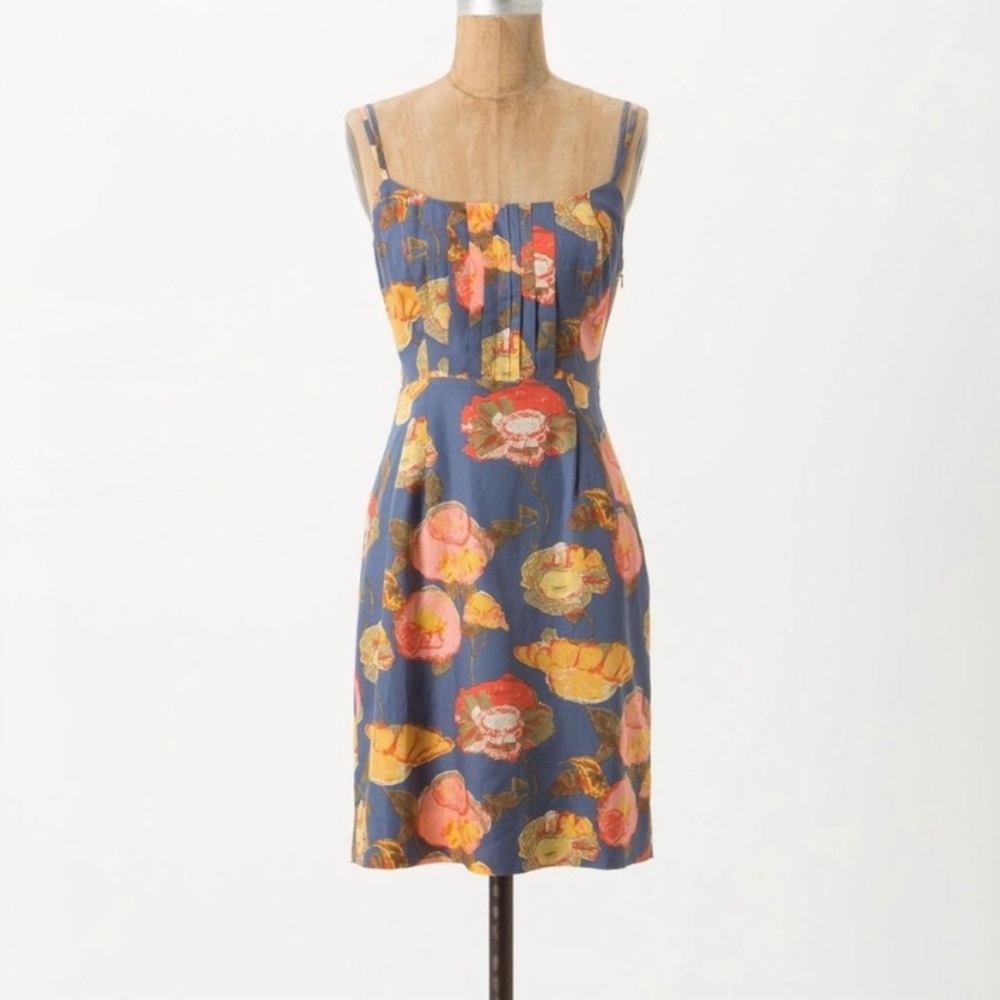 Maeve Anthropologie peony silk slip dress size 6